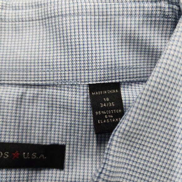 John Varvatos Star USA Men's Dress Shirt Size 18 34/35 Blue Regular Fit Stretch - Picture 5 of 14